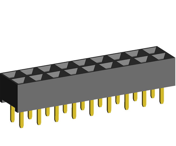 2.54mm Socket Low Profile Double Rows Two Sides Contact Straight Dip Type(H=3.6)